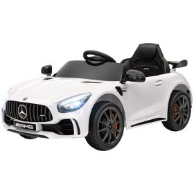 Qaba 12V Ride on Toys, Licensed Mercedes-Benz Mercedes-Benz Electric Car w/ Horn, Music & Parental Remote for Kids Ages 3-6