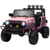 Qaba 12V Battery Powered Ride on Car, Ride on UTV w/ Bluetooth, Remote, 4 Suspension Wheels, Music Horn Lights, Pink