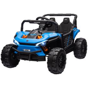 Qaba 12V Childrens Ride On Truck, Battery Powered Electric Car for Kids w/ Remote Control, 4-Wheel Suspension & LED Lights, Blue