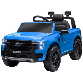 Qaba Ford Ranger Licensed Kids Ride on Car 12V Battery Power Car with Remote Control, Shock Absorbers Toy Storage, Blue