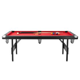 VEVOR Billiards Table, 7 ft Pool Table, Portable Foldable Space-Saving Table, Billiard Table Set Includes Balls, Cues, Chalks and Brush, Black with Re