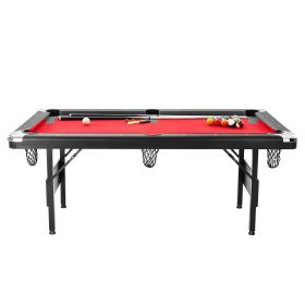 VEVOR Billiards Table, 6.3 ft Pool Table, Portable Foldable Space-Saving Table, Billiard Table Set Includes Balls, Cues, Chalks and Brush, Black with