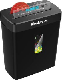 Woolsche Paper Shredder - 10-Sheet Cross Cut with 3.43-Gallon Basket - P-4 Security Level - 3-Mode Design - Shreds CD and Credit Card - Durable, Fast,