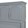 Queen Size Murphy Bed Wall Bed with Top Cabinets,Gray