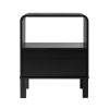 Modern Minimalist Curved-Top Solid Wood Nightstand – Black