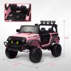Qaba 12V Battery Powered Ride on Car, Ride on UTV w/ Bluetooth, Remote, 4 Suspension Wheels, Music Horn Lights, Pink