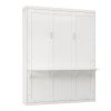 Queen Size Murphy Bed, 68-inch Cabinet Bed Folding Wall Bed with Desk Combo Perfect for Guest Room,Study, Office,White(old sku:BS311491AAC)