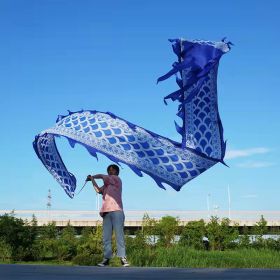 3D Colorful Dragon Silk-Like Flowy Spinning & Shaking Poi - Flinging The Dragon Spiral Practice Ribbon Streamer with Fiberglass Handsticks + Travel Ba (size: 5 Meters (16.4 FT))