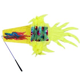 9.8 FT Holographic Dragon Dance Ribbon Streamer Kit, Rainbow Winged Vibrant Dragon Dance Ribbon Poi with Fiberglass Wand for Outdoor Fitness Party Sta (Color: Holographic Green)